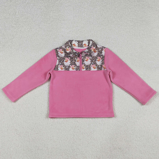 Baby Girls Clothes Tops Santa Claus Leopard Christmas Half Zipper Pullover Tops GT1151 9.20