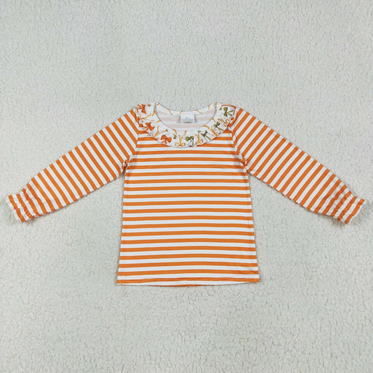 Baby Girls Clothes Tops Long Sleeve Orange Stripes Tee Shirts Tops GT1074 7.9