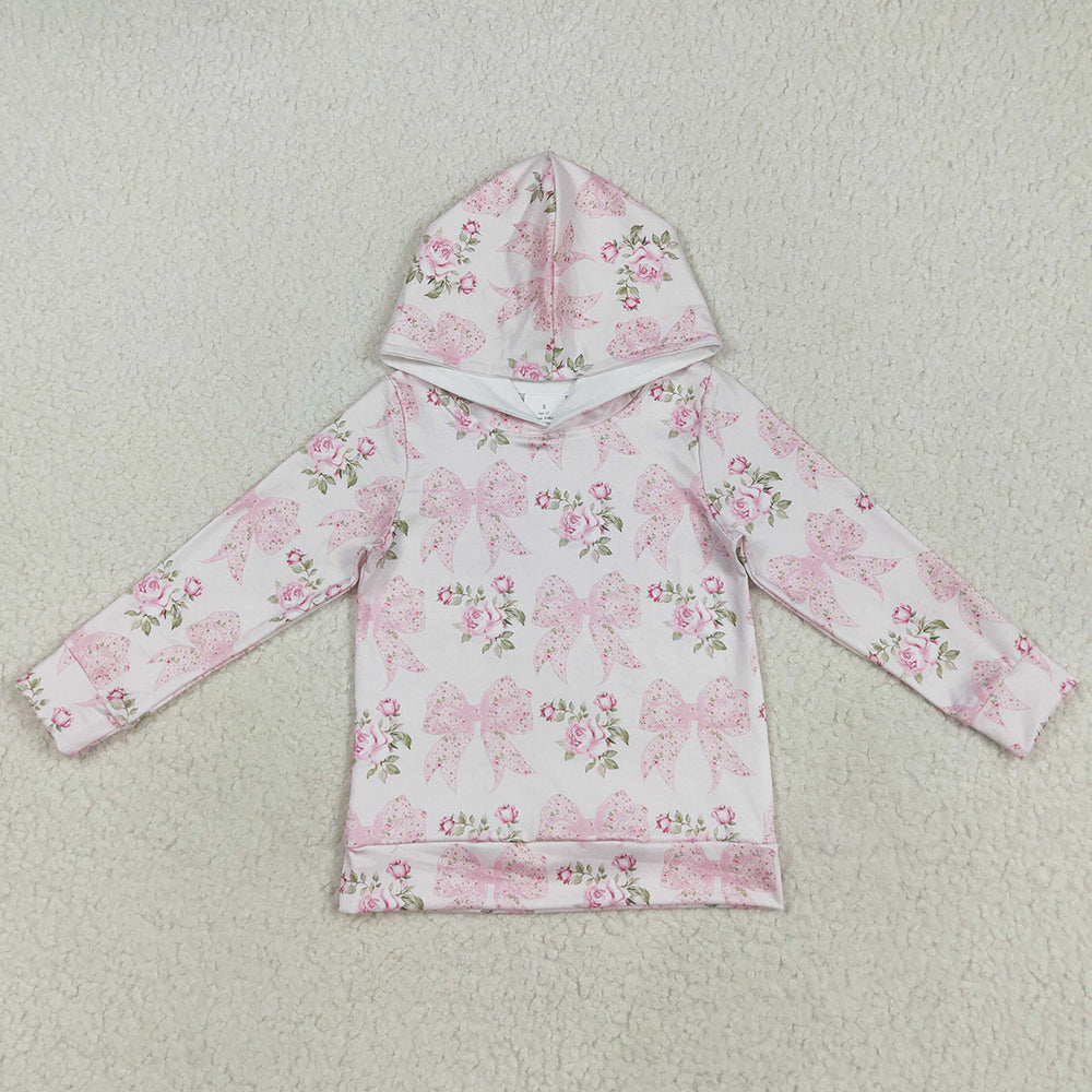 Baby Girls Hoodies Long Sleeves Pink Floral Bows Hoodies Tops GT1058 7.18