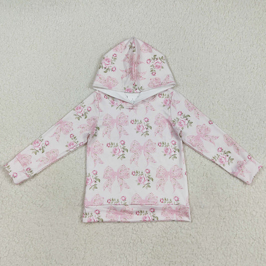 Baby Girls Hoodies Long Sleeves Pink Floral Bows Hoodies Tops GT1058 7.18