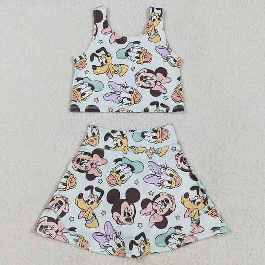 Baby Girls Clothes Sleeveless Cartoon Ducks Top Skort Yoga Sets GSD2353 4.29