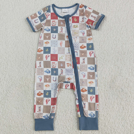 Baby Infant Boys Rompers Short Sleeves Boots Cactus Zipper Rompers SR3098 5.23