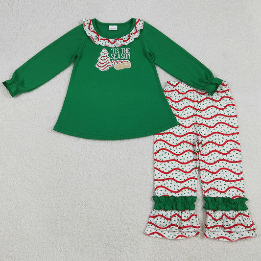 Baby Girls Clothes Embroidery Christmas Trees Cake Sason Tunic Ruffle Pants Sets GLP2518 10.2