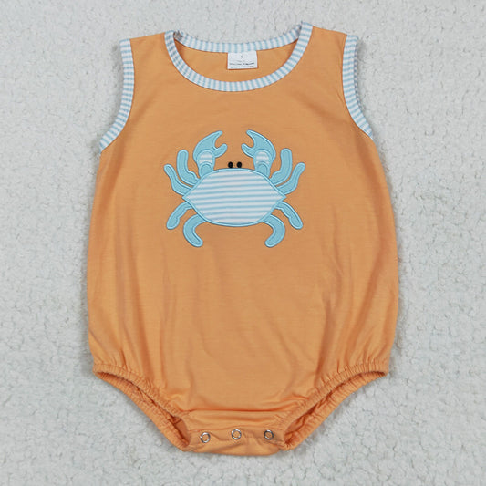 Embroidery Baby Boys Rompers Sleeveless Crab Rompers SR3058 5.22