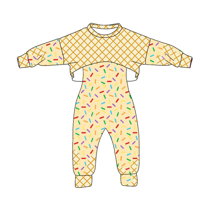 Preorder (moq 5)Baby Girls Long Sleeves Drip Shirt Top Jumpsuit 2 Piece Team Clothes Sets 8.5