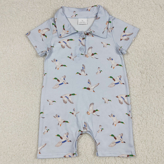Baby Boys Rompers Blue Short Sleeves Button Ducks Rompers SR3032 6.6