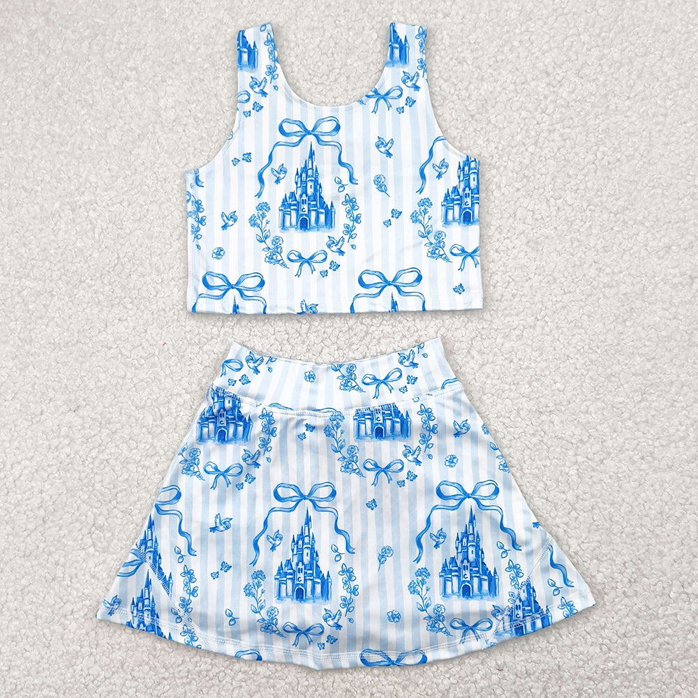 Baby Girls Clothes Blue Castles Athletic Active Wear Top Shorts Skirts Outfits GSD2198 4.29