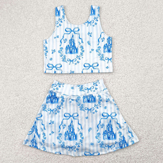 Baby Girls Clothes Blue Castles Athletic Active Wear Top Shorts Skirts Outfits GSD2198 4.29