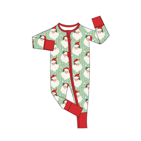 Preorder (moq 5)Baby Girls Red Long Sleeves Stars Santa Zipper Pant Rompers 5.27