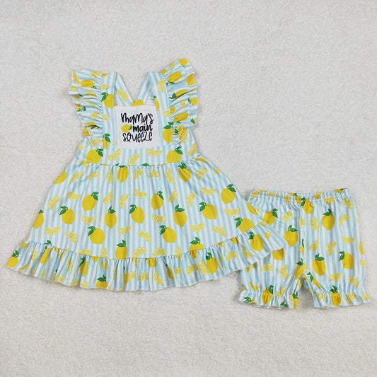 Baby Girls Clothes Mama's Main Squeeze Tunic Tops Lemon Shorts Sets GSSO2026 3.3