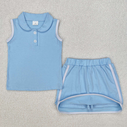 Baby Girls Clothes Aqua Pullover Top Sports Shorts Clothes Sets GSD1974 3.8