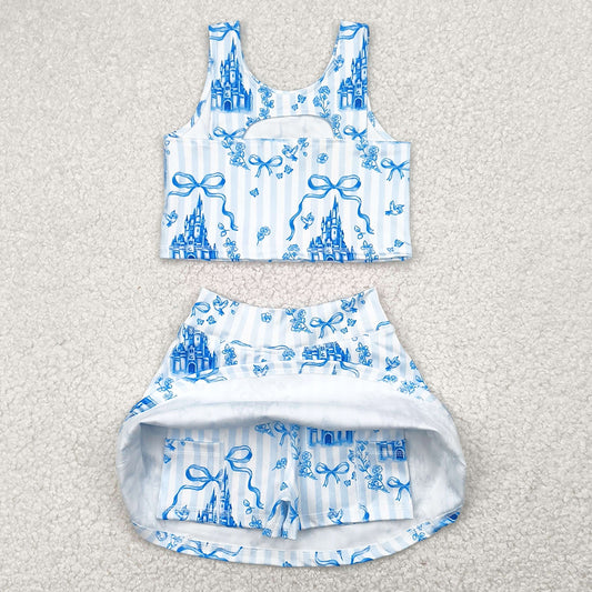 Baby Girls Clothes Blue Castles Athletic Active Wear Top Shorts Skirts Outfits GSD2198 4.29