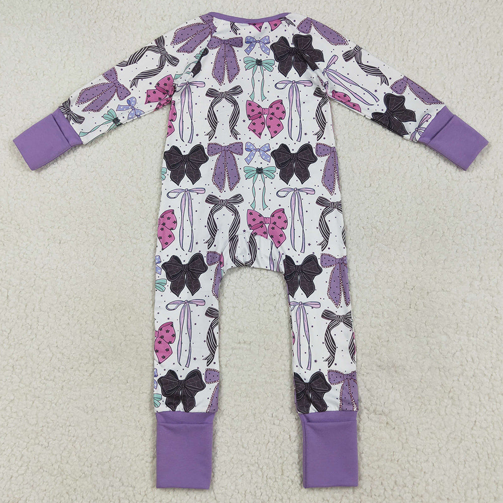 Baby Girls Rompers Long Sleeves Colorful Bows Zipper Rompers LR2358 7.19