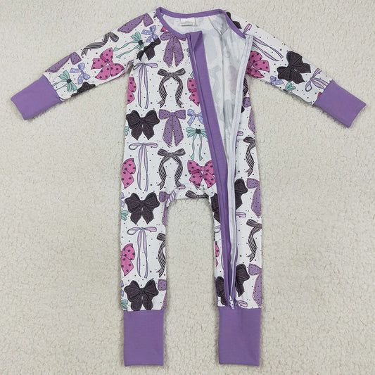 Baby Girls Rompers Long Sleeves Colorful Bows Zipper Rompers LR2358 7.19