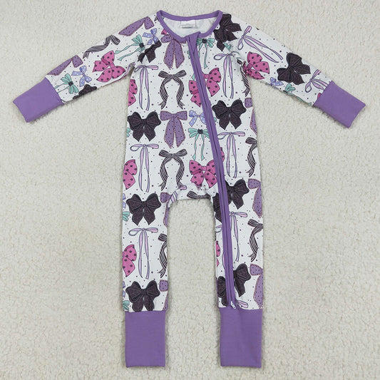 Baby Girls Rompers Long Sleeves Colorful Bows Zipper Rompers LR2358 7.19