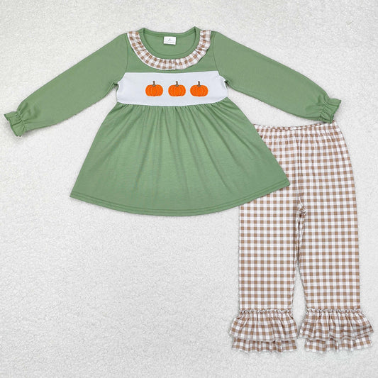 Baby Girls Clothes Halloween Pumpkin Tunic Top Ruffle Pants Sets GLP1649