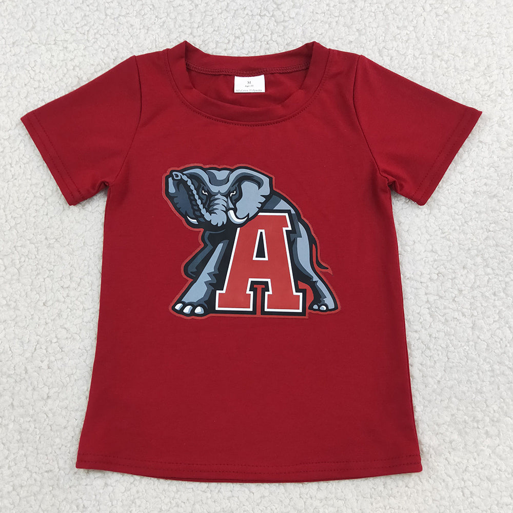 Baby Boys Clothes Red Short Sleeve Vinyl Alabama Team T-shirts Top BT1883