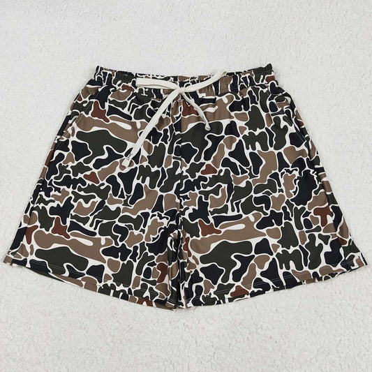 Adult Man Swim Trunk Brown Duck Camouflage Pockets Bottom Trunk Shorts Swimwear S0478 5.10