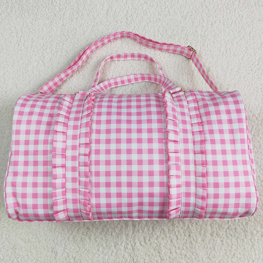 Pink Girls Bags Checkered Print Gym Ruffle Bags BA0302 5.1