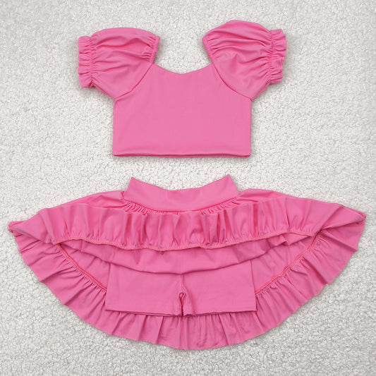 Baby Girls Dress Pink Yoga Shirt Skirt Active Wear Clothes Sets GSD2102 4.29