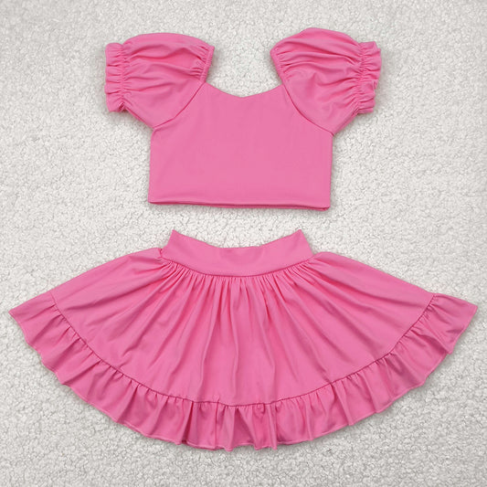 Baby Girls Dress Pink Yoga Shirt Skirt Active Wear Clothes Sets GSD2102 4.29
