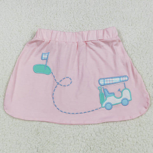 Embroidery Baby Girls Skirts Pink Golf Flag Skirts GLK0071 6.19
