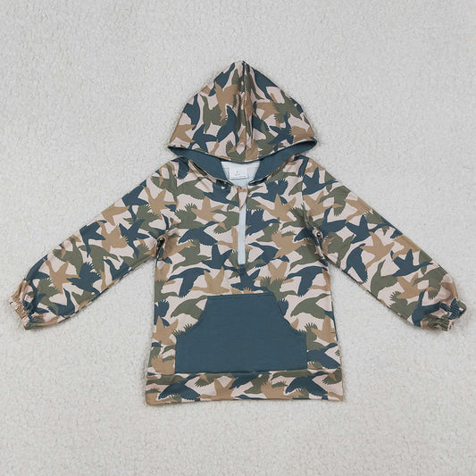 Baby Boys Clothes Gray Duck Camo Pocket Zipper Western Hoodies Tops BT1301 9.13