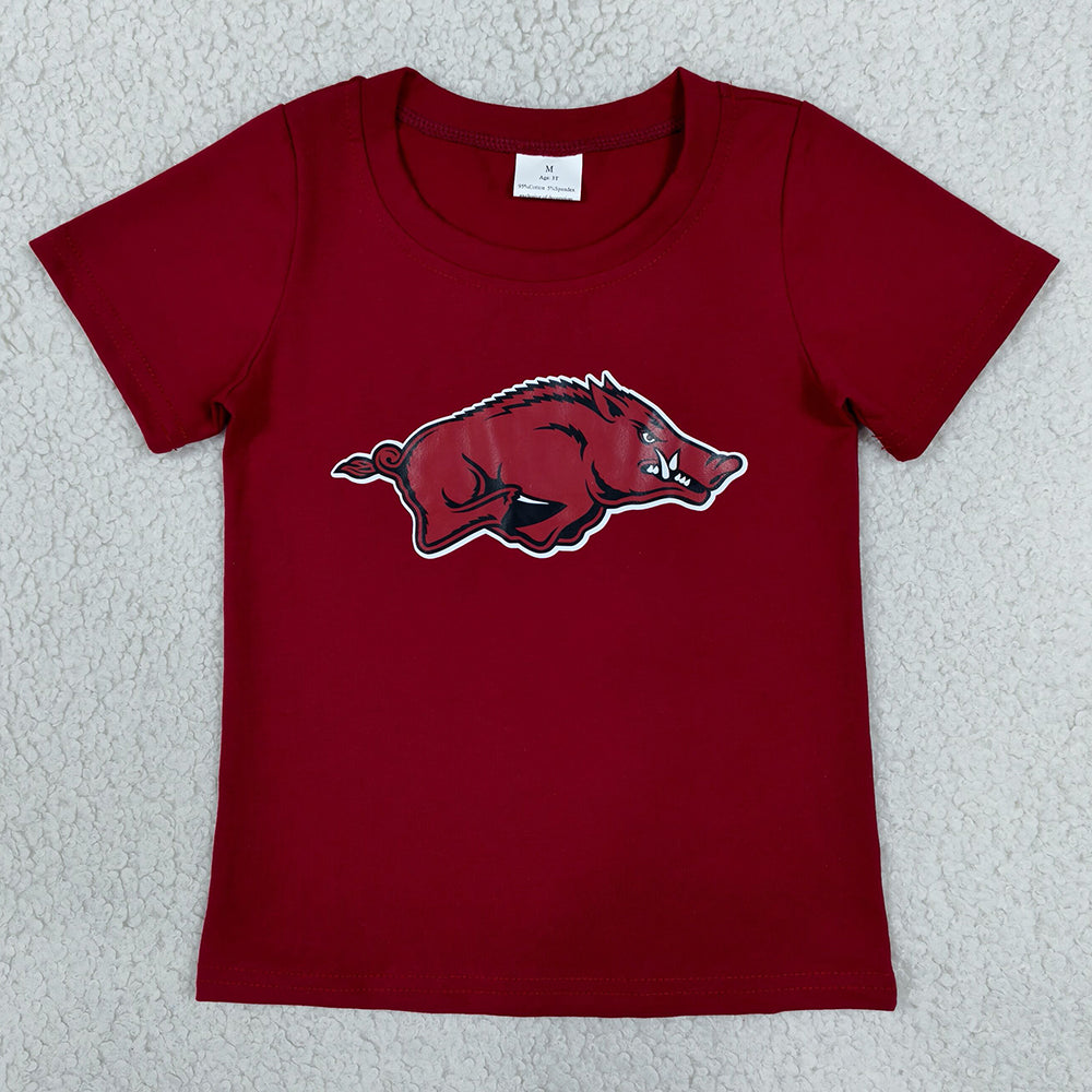 Baby Boys Clothes Red Short Sleeve Vinyl Arkansas Team T-shirts Top BT1885