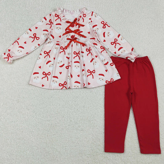Baby Girls Clothes Red Bows Santa Button Tunic Legging Pant Christmas Clothes Set GLP2642 10.1