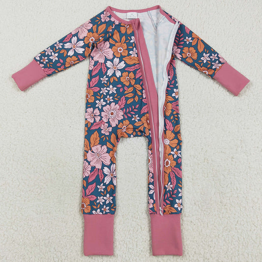 Baby Girls Rompers Lavender Long Sleeves Floral Zipper Rompers LR2244 8.5