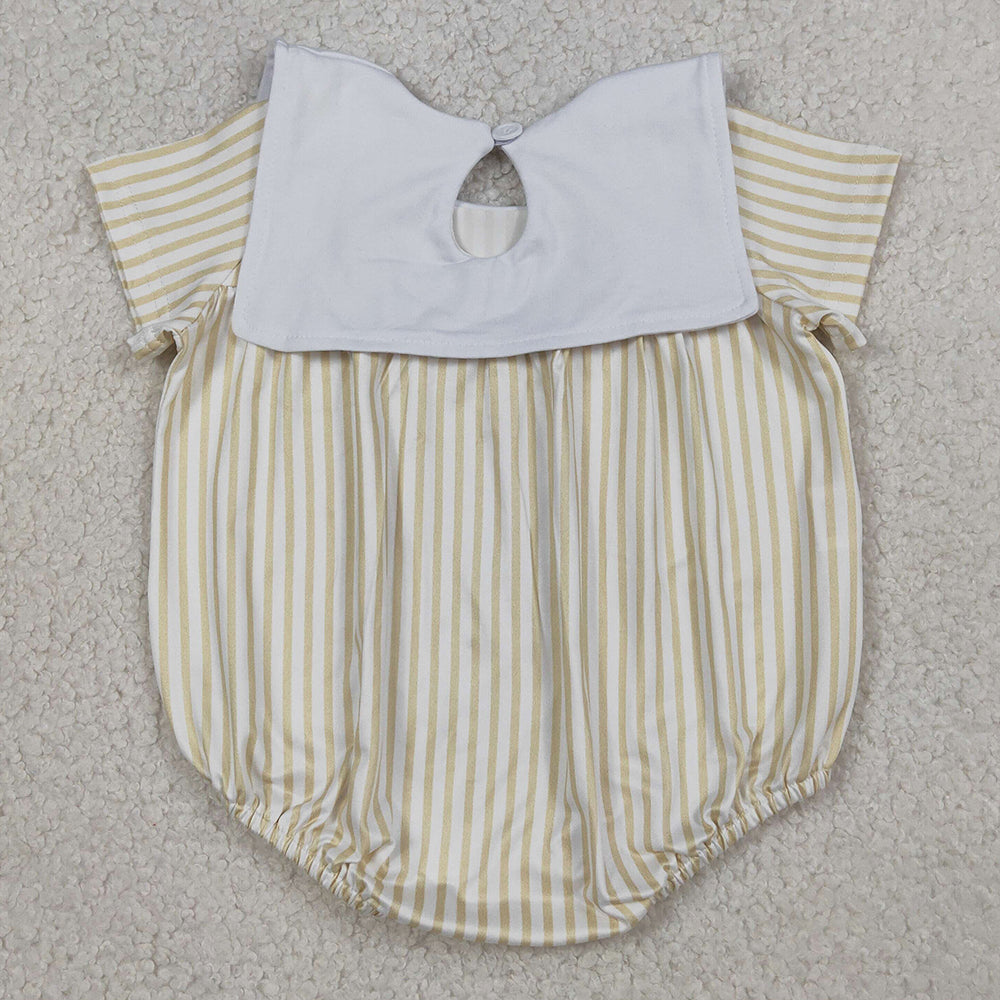 Baby Boys Rompers Embroidery Cross Sheep Sleeveless Yellow Stripe Romper SR3802