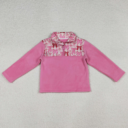 Baby Girls Clothes Pink Bows Plaid Zipper Pullover Tops GT1149 9.20
