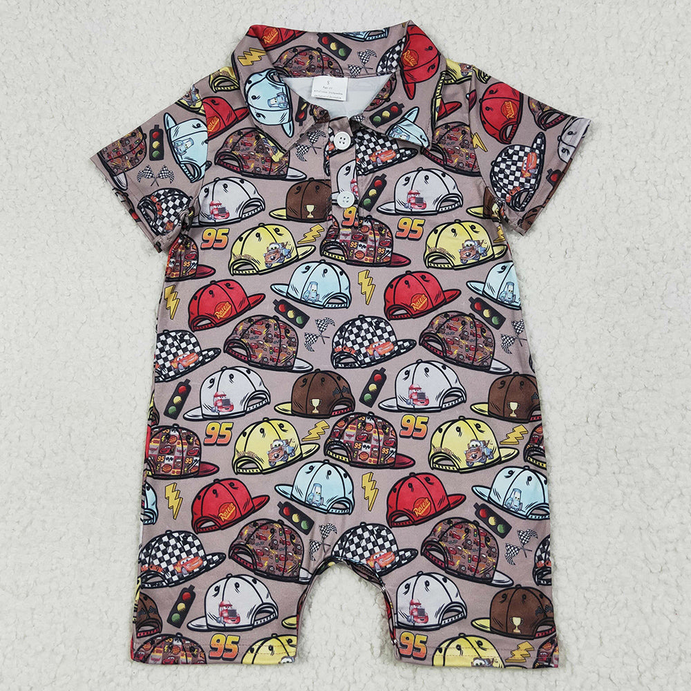 Baby Boys Rompers Brown Short Sleeve Cartoon Hats Button Rompers SR3067 6.25