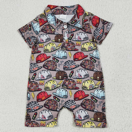 Baby Boys Rompers Brown Short Sleeve Cartoon Hats Button Rompers SR3067 6.25