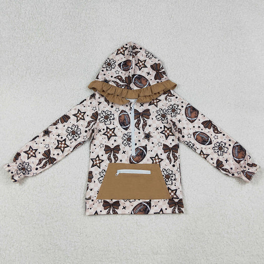 Baby Girls Clothes Football Flowers Checked Pocket Zipper Team Ruffle Hoodies Top GT1152 10.2
