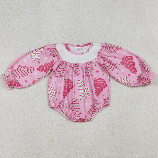 Baby Girls Rompers Pink Stripe Trees Stars Christmas Ruffle Sleeve Rompers LR2333 10.1