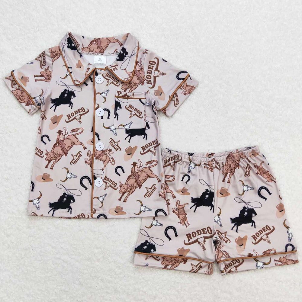Sibling Baby Boys Pajamas Button Top Shorts Summer Western Pajamas Sets 5.28