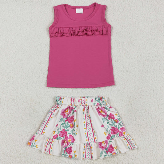 Baby Girls Clothes Pink Sleeveless Shirt Flower Skirt Clothes Sets GSD2104 5.10