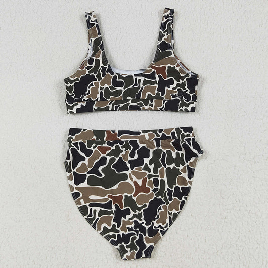 Adult Women Swimsuits Camo Top Bottom Swimsuits Sets S0565 6.24