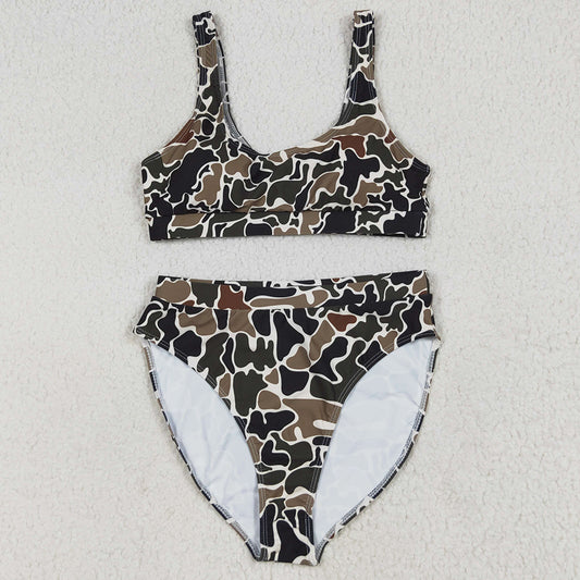 Adult Women Swimsuits Camo Top Bottom Swimsuits Sets S0565 6.24