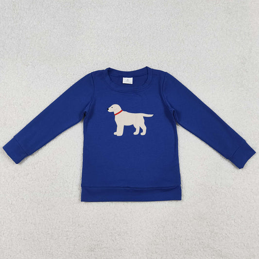 Baby Boys Clothes Embroidery Dogs Blue Tee Shirts Top BT1333 10.2