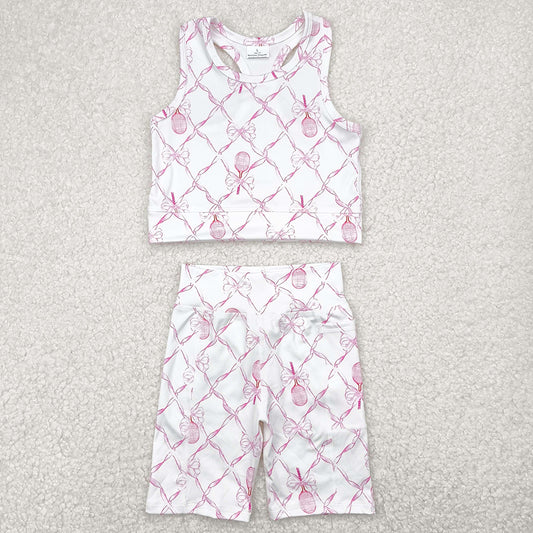 Baby Girls Clothes Pink Tennis Bow Yoga Vest Short Active Wear Clothes Sets GSSO1544 4.29