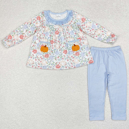 Baby Girls Clothes Fall Pumpkin Flowers Tunic Tops Legging Sets GLP1767