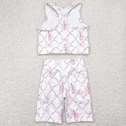 Baby Girls Clothes Pink Tennis Bow Yoga Vest Short Active Wear Clothes Sets GSSO1544 4.29