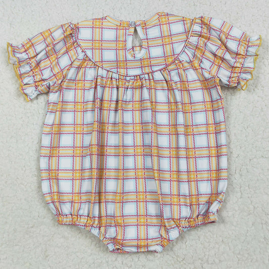 Baby Infant Girls Rompers Fall Plaid Cows Farm Smocked Rompers SR2982 7.9