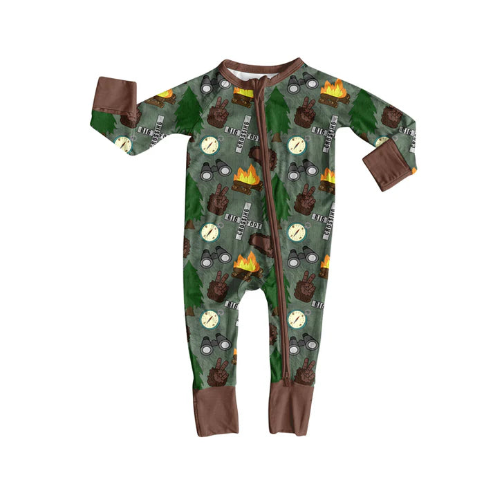 Preorder(moq 5)Baby Infant Boys Long Sleeves Western Camping Zipper Rompers 8.5