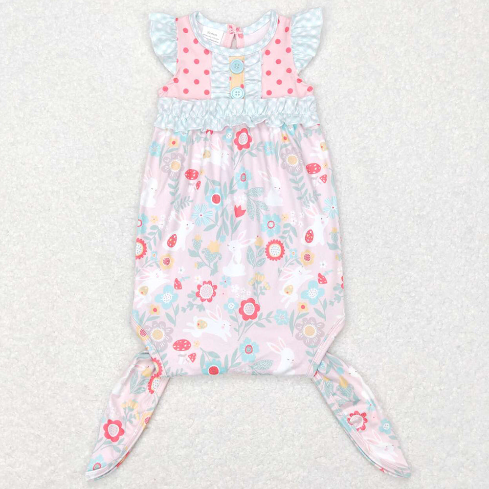 Baby Newborn Gowns Easter Rabbit Flutter Sleeve Flowers Gowns NB0033