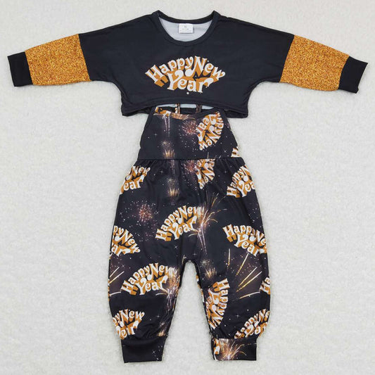 Fashion Baby Girls Clothes Jumpsuits Sets Happy New Year GLP0815