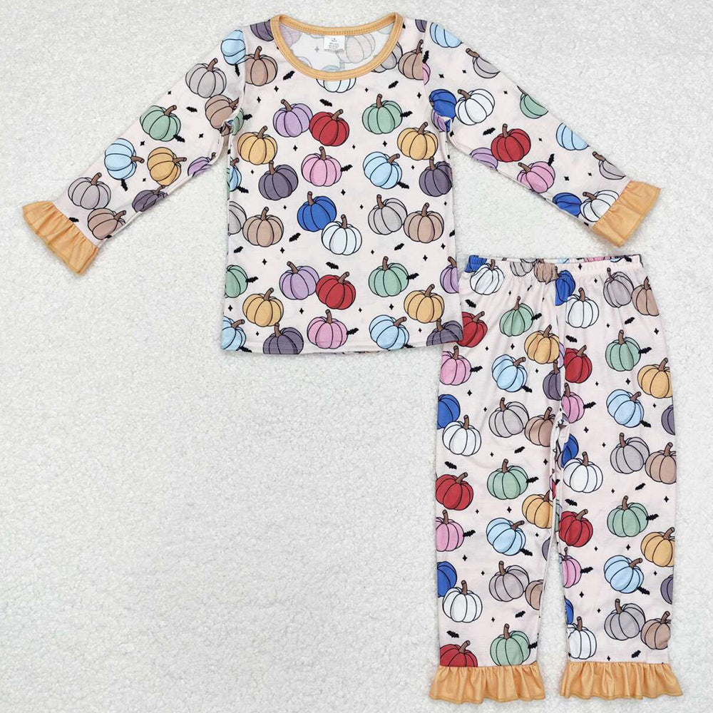 Baby Girls Pajamas Fall Pumpkins Colorful Bamboo Pajamas Sets GLP1584