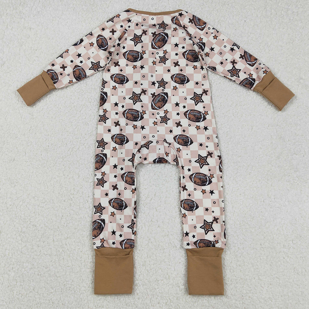 Baby Boys Rompers Footballs Stars Plaid Team Zipper Footie Rompers LR2548 9.2